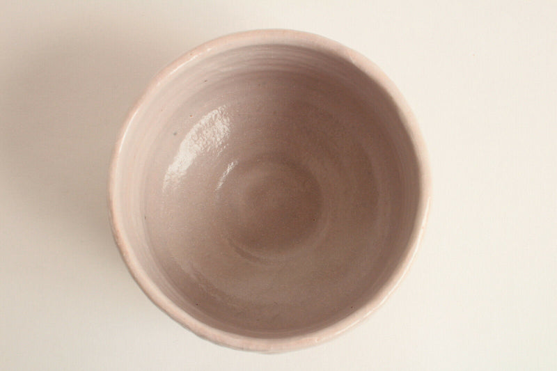 Japanese Tea Ceremony Matcha Bowl Pottery Pale Pink w/White Glaze Black Lines