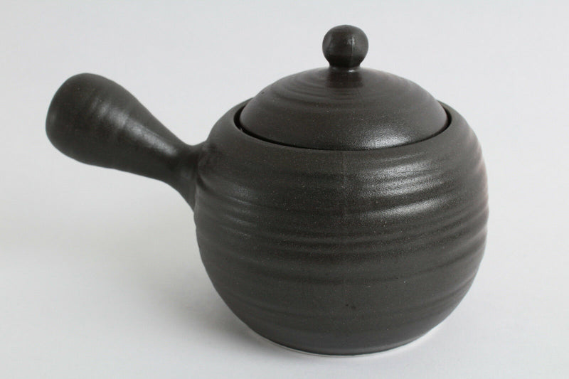 Mino ware Japanese Pottery Teapot Kyusu Kuroiga Fukidama Black & Brown