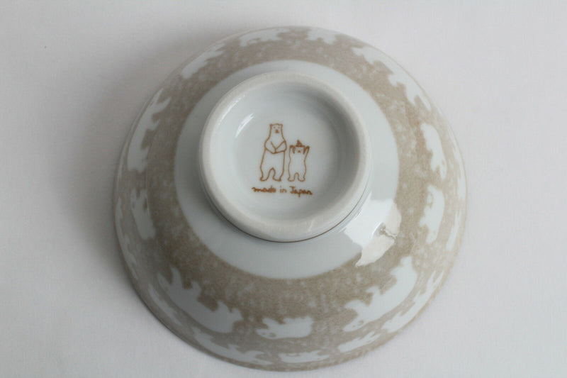 Mino ware Japanese Ceramics Rice Bowl Polar Bear Beige made in Japan