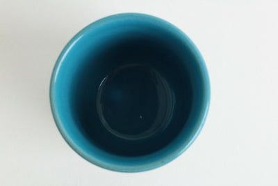 Mino ware Japanese Pottery Yunomi Chawan Tea Cup Aqua Blue Crackled Straight