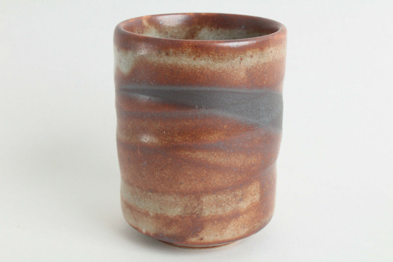 Mino ware Japanese Pottery Yunomi Chawan Tea Cup Burnt Brown w/Black Line