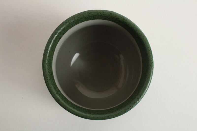Mino ware Japan Sushi Yunomi Chawan Chubby Tea Cup Olive Green Barrel Shape