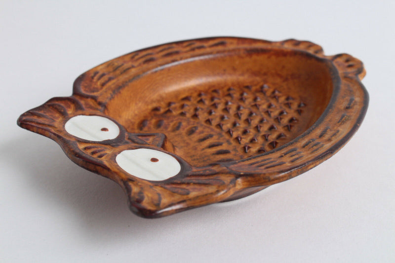 Mino ware Japanese Ceramics Grater Dish Owl Shape Brown made in Japan