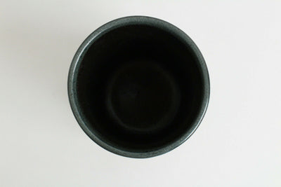 Mino ware Japanese Large Sushi Yunomi Chawan Tea Cup Glossy Black & Deep Green
