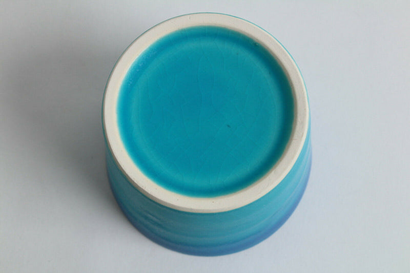 Mino ware Japan Yunomi Sobachoko Tea Cup BLUE RIVERS Turquoise Blue Crackled