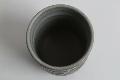 Mino ware Japanese Yunomi Chawan Tea Cup Burnt Brown w/ White Line made in Japan