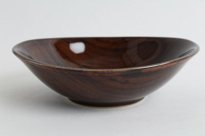 Mino ware Japanese Ceramics Oval Mini Plate/Dish Wood Grain pattern Brown