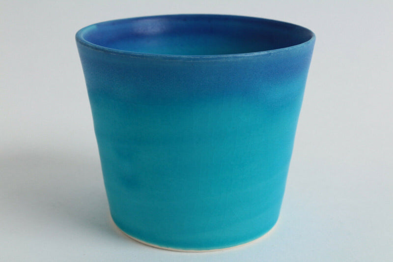 Mino ware Japan Yunomi Sobachoko Tea Cup BLUE RIVERS Turquoise Blue Crackled