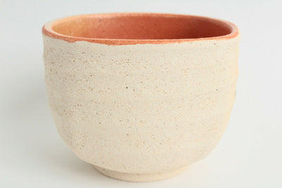 Mino ware Japanese Pottery Mini Matcha Bowl Pale Orange w/ Green dots Square