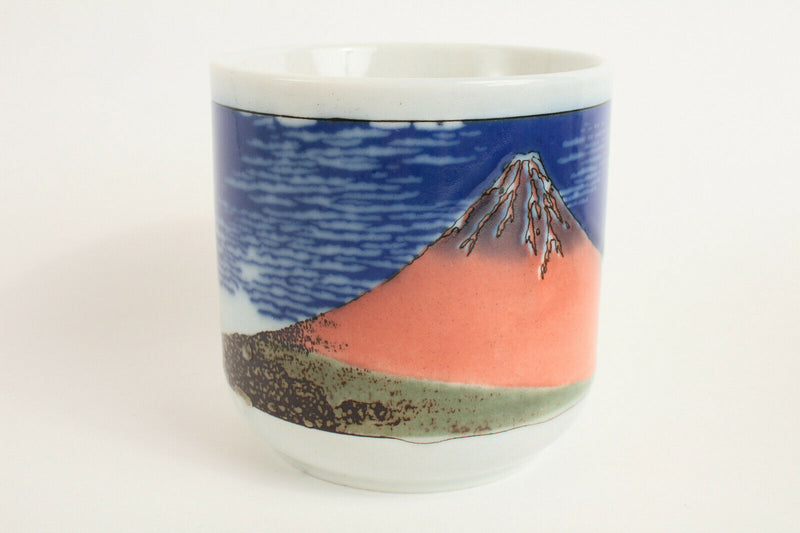 Mino ware Japanese Ceramics Jumbo Mug Cup Red Mt. Fuji made in Japan 600ml