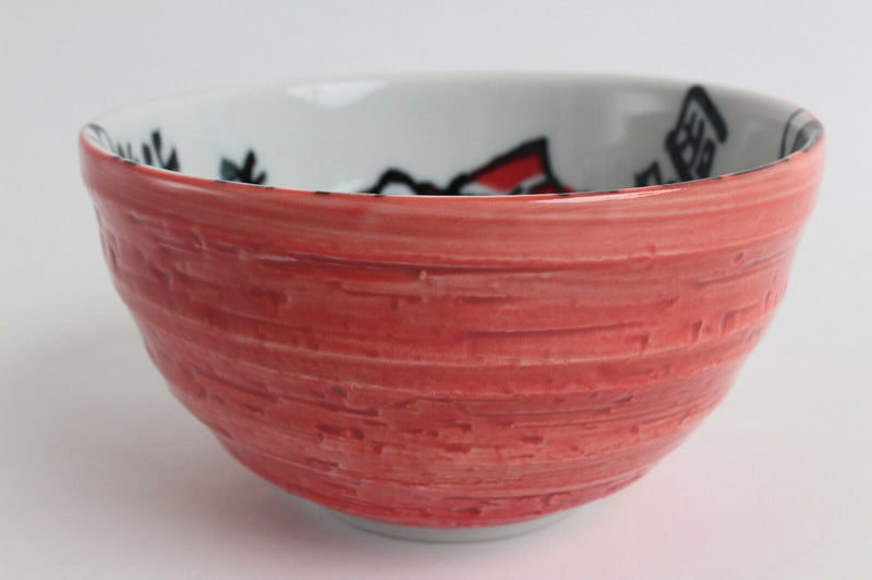 Mino ware Japanese Ceramics Large Bowl Red Sea Bream & Wave Medetai