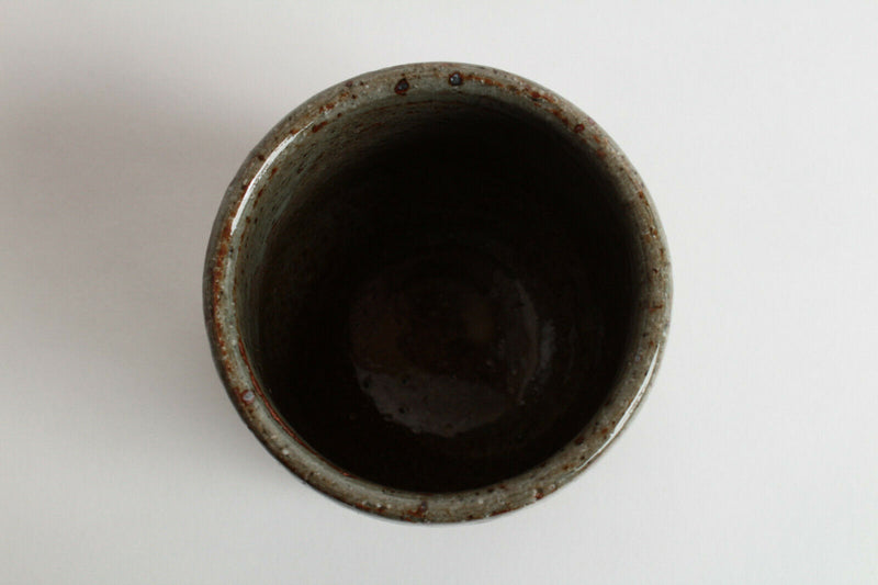 Mino ware Japanese Pottery Yunomi Chawan Tea Cup Cedar Brown Stripe Japan