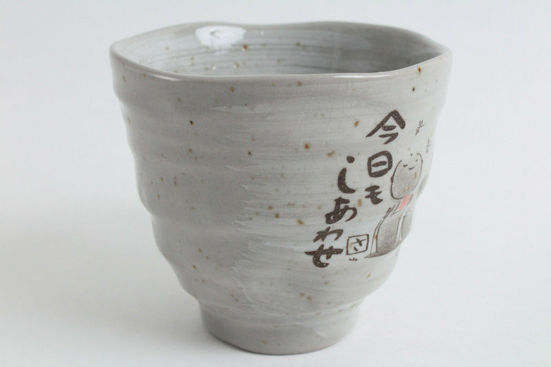 Mino ware Japanese Pottery Mug Cup Jizo Stone Statue Gray Sanaegama Japan