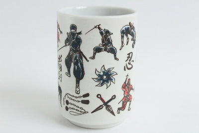 Mino ware Japanese Sushi Yunomi Chawan Tea Cup Ninja Warrior & Weapons