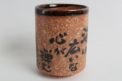 Mino ware Japanese Sushi Yunomi Chawan Tea Cup Green Flounder Flatfish Brown