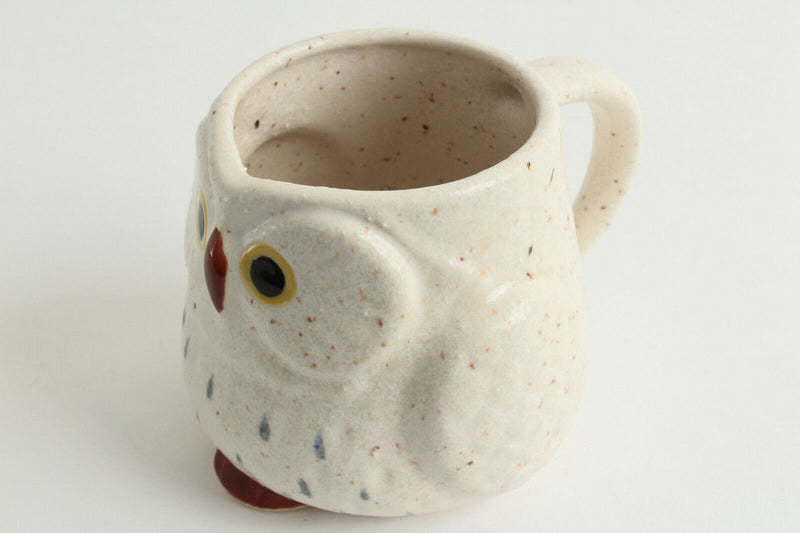 Mino ware Japanese Pottery Mug Cup Owl Shape Chiffon White made in Japan