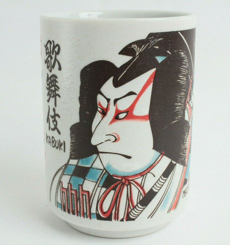 Mino ware Japanese Sushi Yunomi Chawan Tea Cup Kabuki Actor Makeups Matsuoumaru