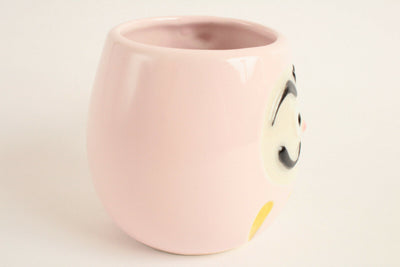 Mino ware Japanese Pottery Mug Cup Daruma Shape Shell Pink made in Japan