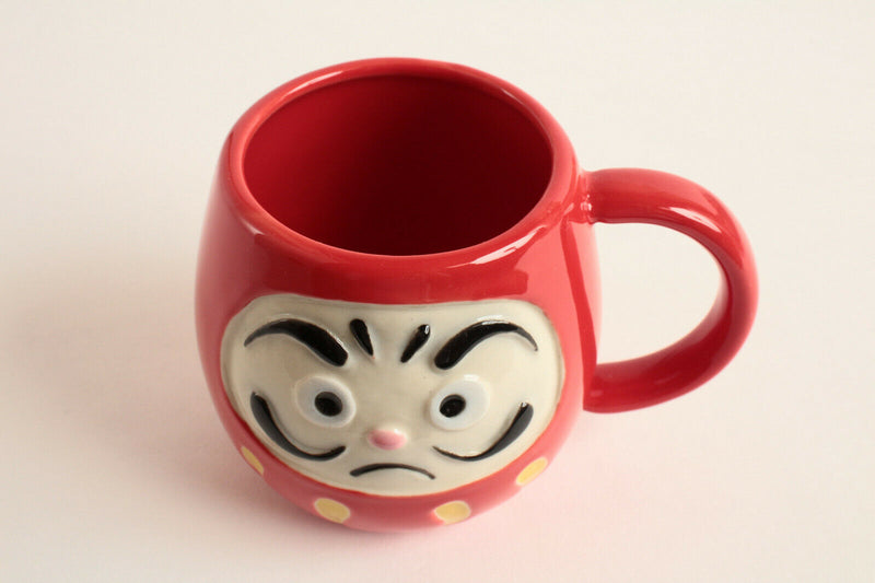 Mino ware Japanese Pottery Mug Cup Daruma Shape Candy Red made in Japan