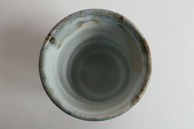 Mino ware Japan Yunomi Chawan Jumbo Tea Cup White/Red Glaze on Silver 500ml