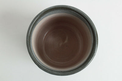 Mino ware Japanese Yunomi Chawan Tea Cup Charcoal Gray & Salmon Pink Brushed