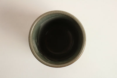 Mino ware Japan Pottery Yunomi Chawan Tea Cup Sage Green Crackled Gloss