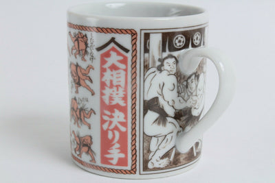 Mino ware Japanese Ceramics Mug Cup Sumo Winning Techniques Kimarite
