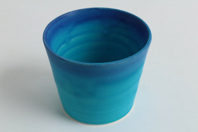 Mino ware Japan Yunomi Sobachoko Tea Cup BLUE RIVERS Turquoise Blue Crackled