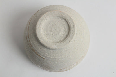 Mino ware Japan Pottery Large Bowl Matte White Brown Stripe (Matcha/Rice)
