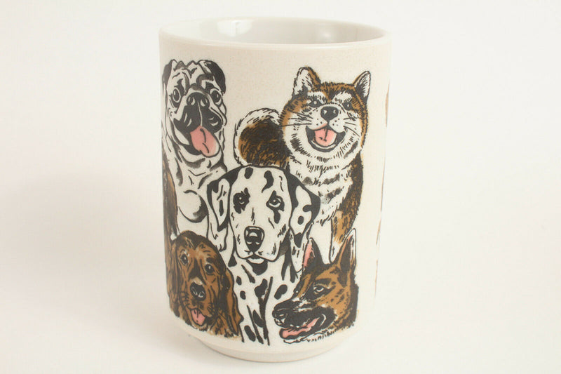 Mino ware Japan Ceramics Sushi Yunomi Chawan Tea Cup Painting of Dogs