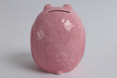 Seto ware Japanese Ceramic Piggy Bank (Coin/Change Bank) Owl Shape Pink