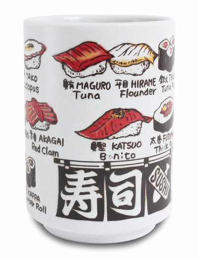Mino ware Japanese Sushi Yunomi Chawan Tea Cup Various Sushi Neta Ingredient