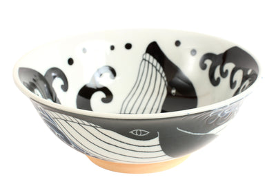 Mino ware Japanese Ceramics Ramen Noodle Donburi Bowl Whale & Wave made in Japan