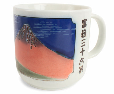 Mino ware Japanese Ceramics Jumbo Mug Cup Red Mt. Fuji made in Japan 600ml