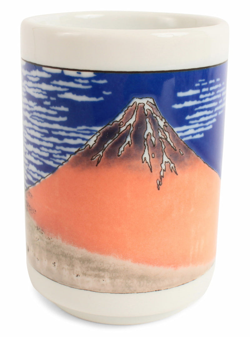 Mino ware Japan Ceramics Sushi Yunomi Chawan Tea Cup Red Mt. Fuji