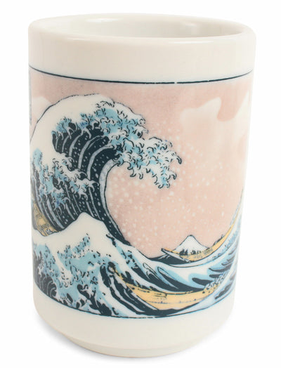 Mino ware Japan Ceramics Sushi Yunomi Chawan Tea Cup Big Wave & Mt. Fuji
