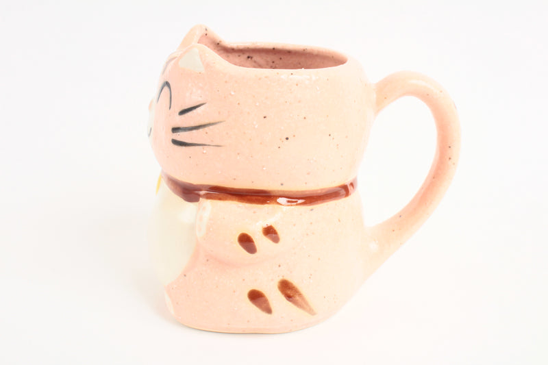 Mino ware Japanese Pottery Mug Cup Manekineko Cat Carnation Pink made in Japan