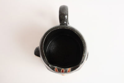 Mino ware Japanese Pottery Mug Cup Manekineko Cat Matte Black made in Japan
