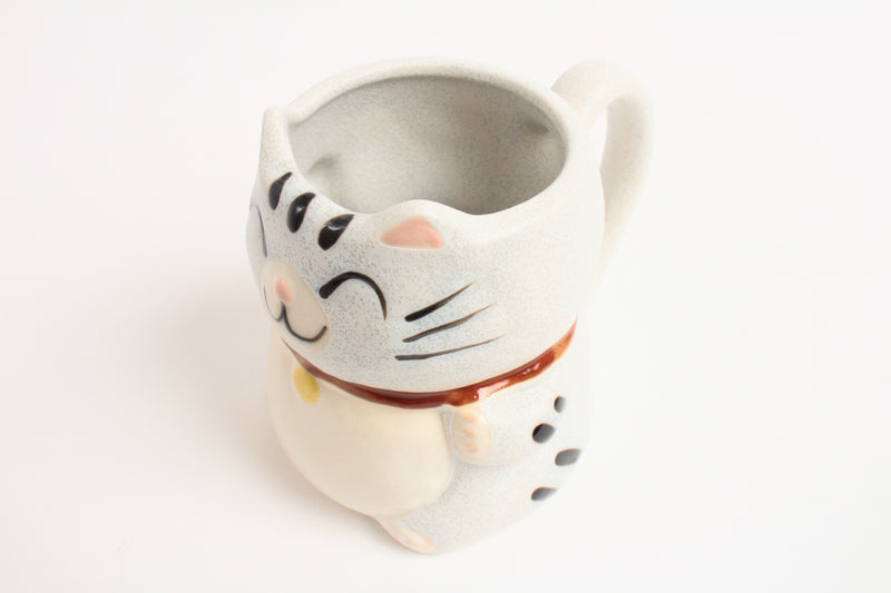 Mino ware Japanese Pottery Mug Cup Manekineko Cat Baby Blue made in Japan
