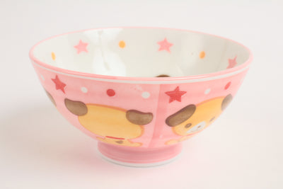 Mino ware Japanese Ceramics Kids Rice Bowl Dog & Star Pink made in Japan