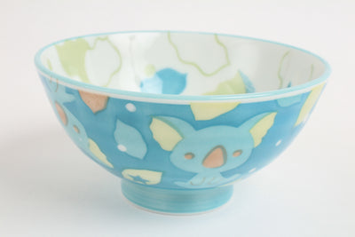 Mino ware Japanese Ceramics Kids Rice Bowl Koala & Eucalyptus Sky Blue Japan