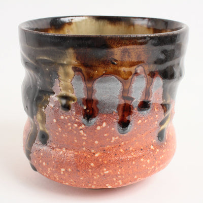 Mino ware Japan Yunomi Chawan Jumbo Wide Tea Cup Russet Red & Amber 500ml