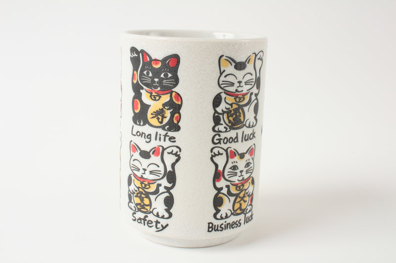 Mino ware Japan Ceramics Sushi Yunomi Chawan Tea Cup Fukumanekineko Cat