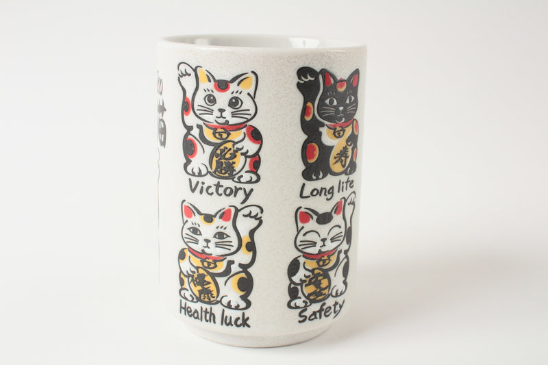 Mino ware Japan Ceramics Sushi Yunomi Chawan Tea Cup Fukumanekineko Cat