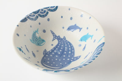 Mino ware Japanese Ceramics Ramen Noodle Donburi Bowl Whale Shark made in Japan