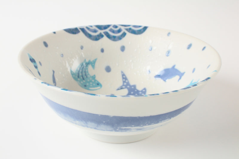 Mino ware Japanese Ceramics Ramen Noodle Donburi Bowl Whale Shark made in Japan