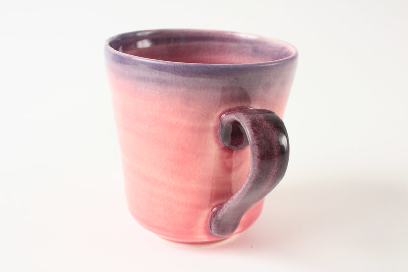 Mino ware Japanese Pottery Mug Cup Gloss Finish Crackled Lavender Pink Japan