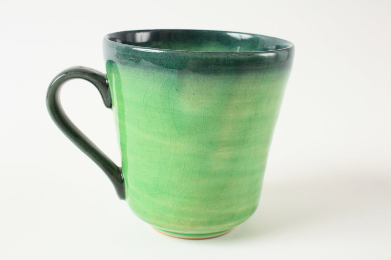 Mino ware Japanese Pottery Mug Cup Gloss Finish Crackled Mint Green Japan