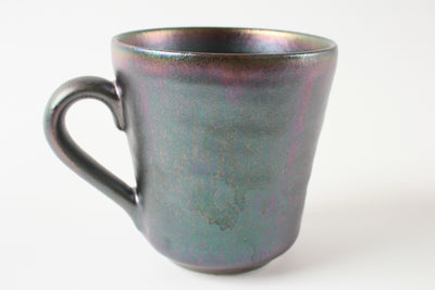 Mino ware Japanese Pottery Mug Cup Gloss Finish Crackled Scarab tone Japan