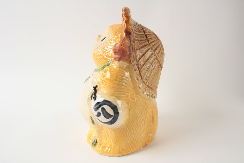 Shigaraki ware Japanese Ceramic Statue Lucky Fatty Raccoon Yellow made in Japan